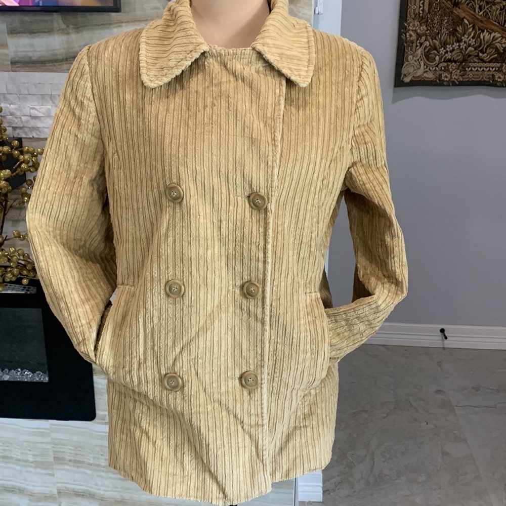 Talbots Tan Double‎ Breasted Coat. Size 8 P - Picture 3 of 14